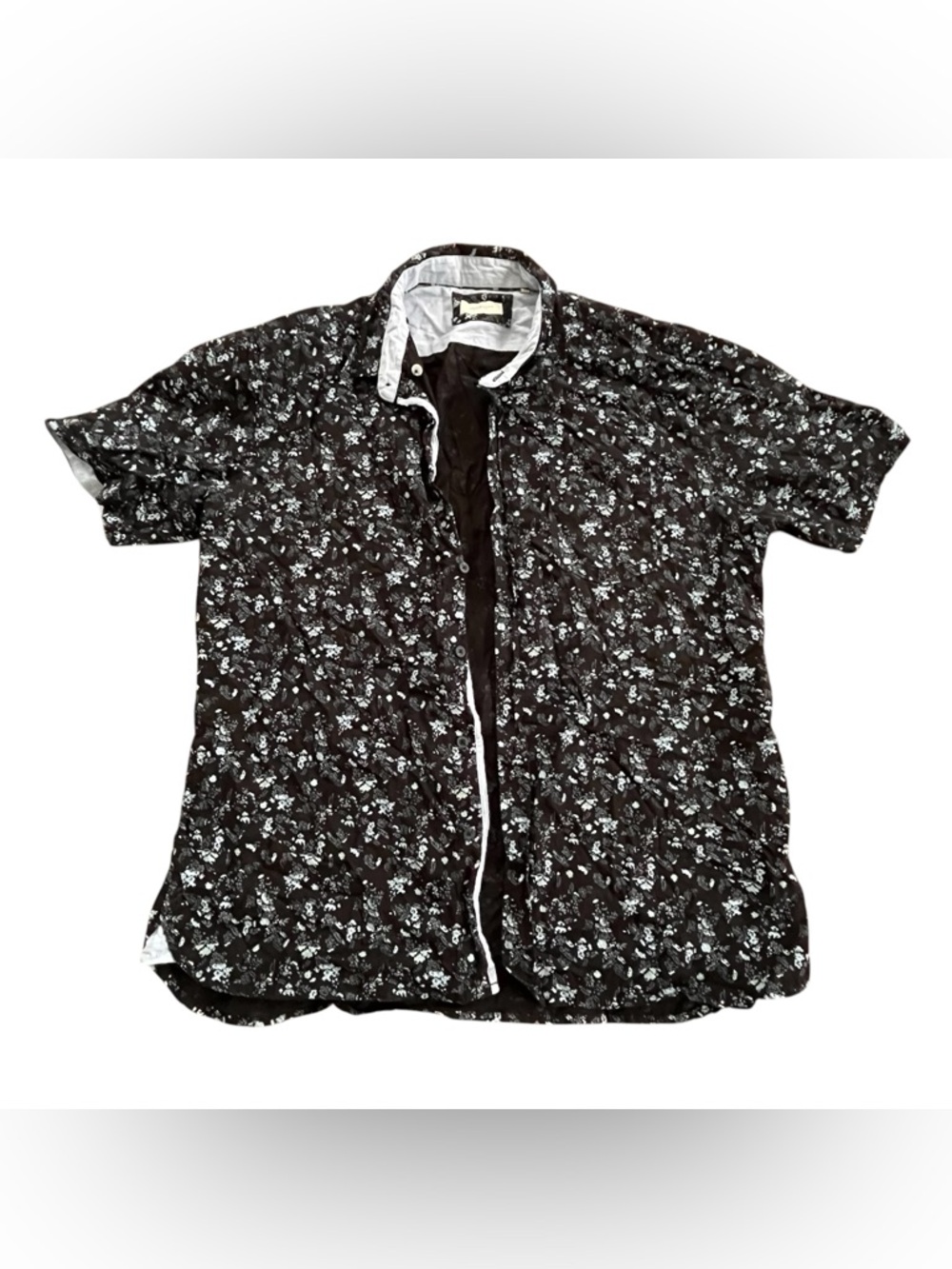 7 Diamonds Black Blue Floral Button Up Size XL Men